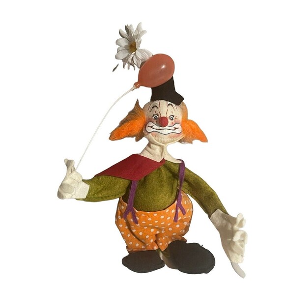 Vintage 1990 Annalee Doll 10" Hobo Circus Clown with Orange Hair, Balloon, & Tag - Picture 7 of 16